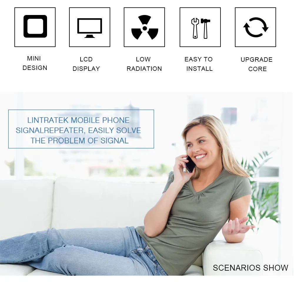 lintratek AWS Band 4 4G signal booster LTE 1700/2100MHz Cell phone amplifier B4 Cellular amplifier Gift wrapping Full kit