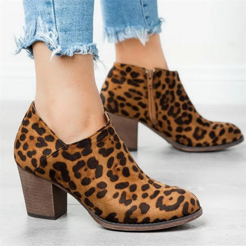 

Pointed Toe Casual Ladies Fashion New Autumn Ankle Women Boots Heel Slip On Women Female Heels Single Shoes
