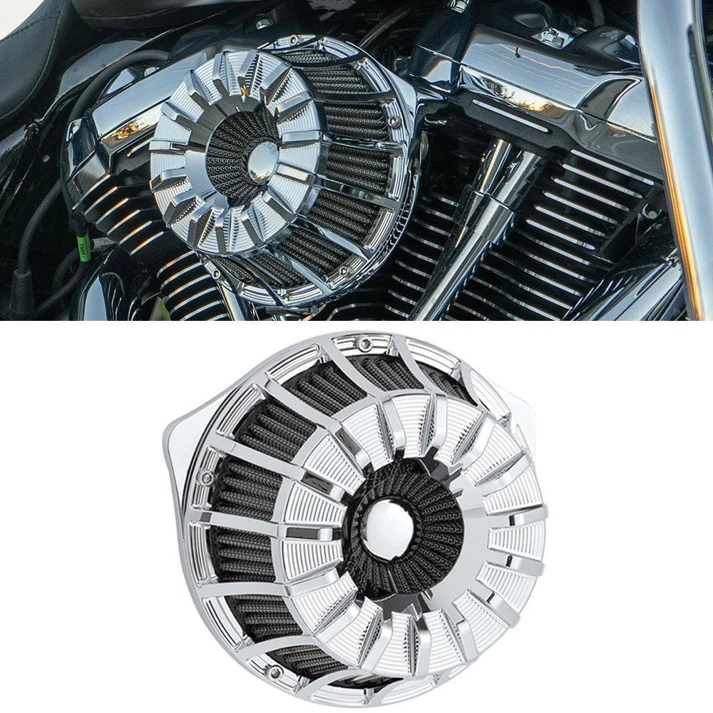 

Moto 15-Spoke Inverted Series Air Filter Cleaner Chrome For Harley Sportster XL 883 XL 1200 Dyna Softail Touring Electra Glide