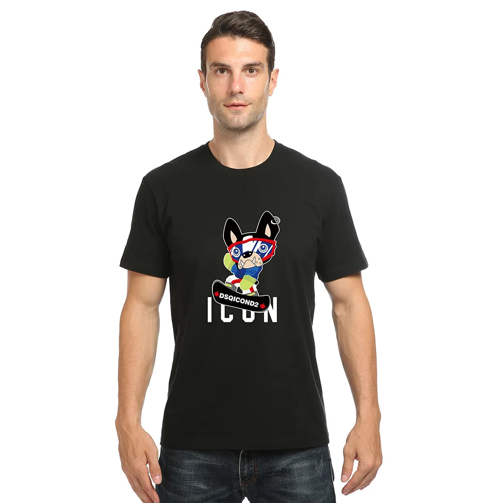 Летняя стильная футболка dsq2 с логотипом собаки 100% хлопок мужская и женская