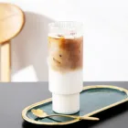 Новая кофейная кружка 2 стиля, портативная прозрачная кружка из ребристого стекла, чашка для воды, чашка для дома и офиса