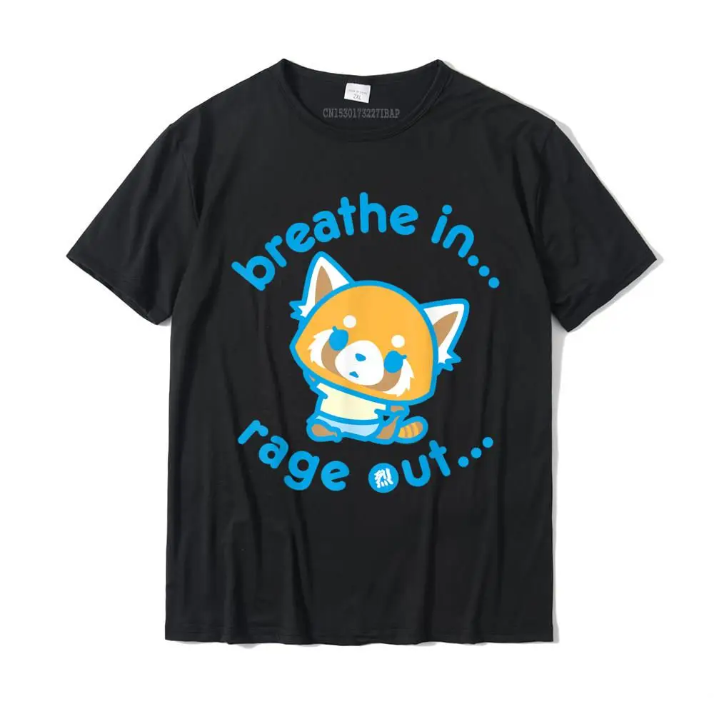 

Aggretsuko Yoga Breathe In Rage Out T-Shirt Men Funky Camisa Tops T Shirt Happy New Year Cotton Tshirts Normal