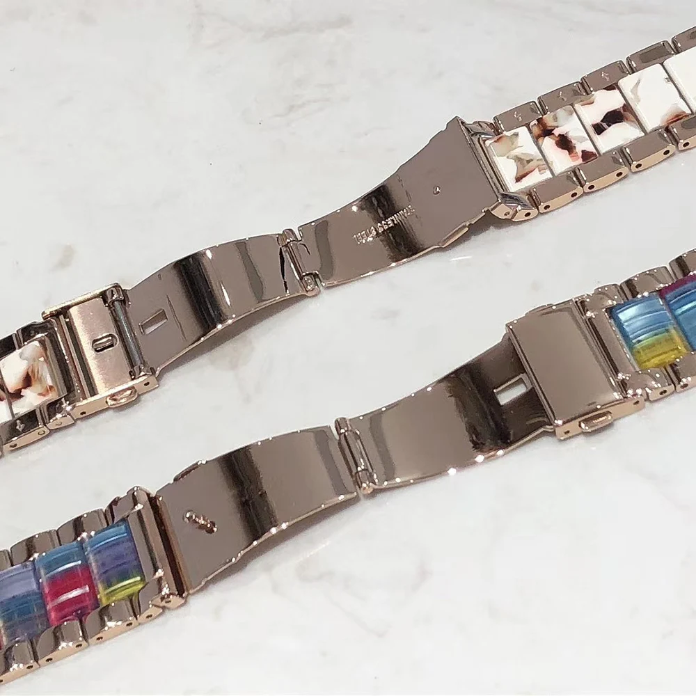 Luxury Resin + Steel Bracelet for Apple Watch Band Series 8 7 SE 6 5 4 3 Strap Ultra 49mm 41mm 45mm 40mm 44mm Metal Belt