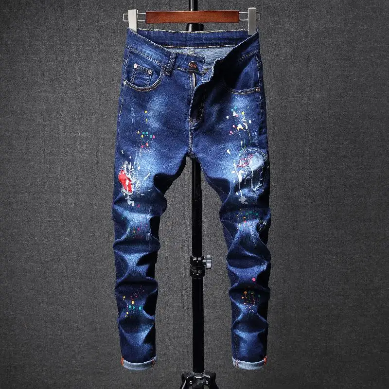 

New Arrivals Men's Fashion Casual Jeans Retro Long Denim Pants Jogger Straight Trousers