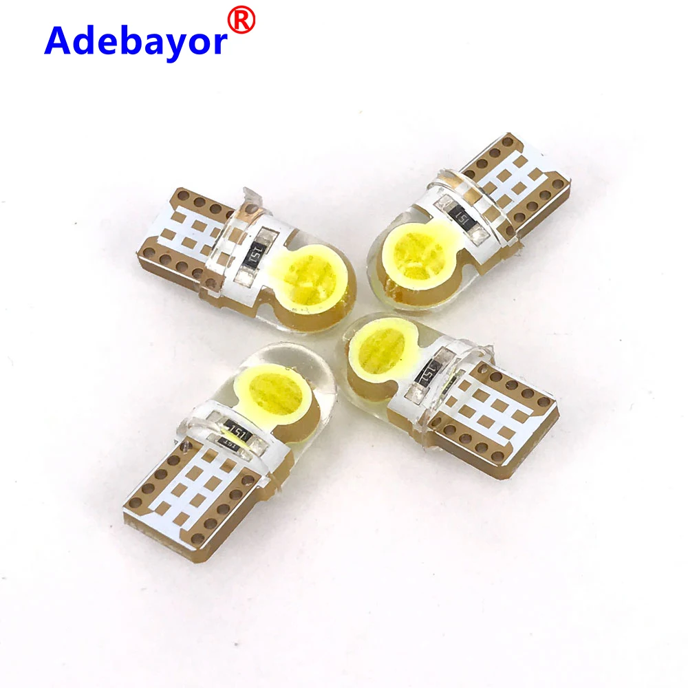 

6 шт., автомобисветодиодный светодиодные лампы T10 COB 12 В, W5W, светодиодные лампы 168, светодиодный ная Лампа 501, силиконовый корпус, Автомобильны...