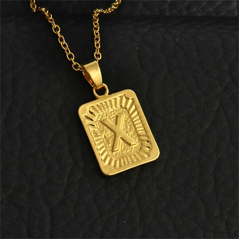 26 ожерелье с буквами A B C D E F G H I J K L M N O P Q R S T U V W X Y Z цепочка из нержавеющей стали ожерелье для мужчин и женщин подарок - Окраска металла: X