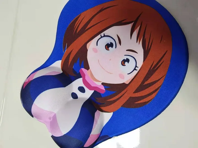 Популярный коврик для мыши OCHACO URARAKA силиконовый с 3D рисунком на груди и запястье