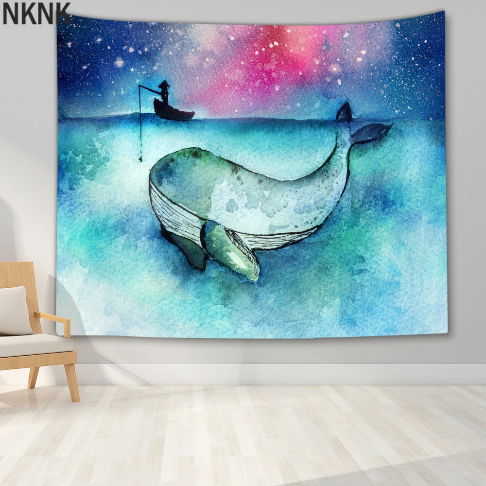 

Undersea World Tapestry Wall Hanging Turtle Shark Mermaid Dolphin Tapestry 3D Printed Wall Tapestry for Living Room Bedroom Dorm