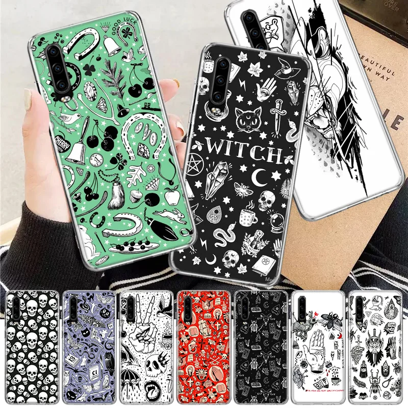 

Witches moon Tarot Witch Cat Soft Cover Phone Case For Huawei P30 P20 P10 P40 Mate 30 20 10 Pro Lite P Smart Z Plus + Customized