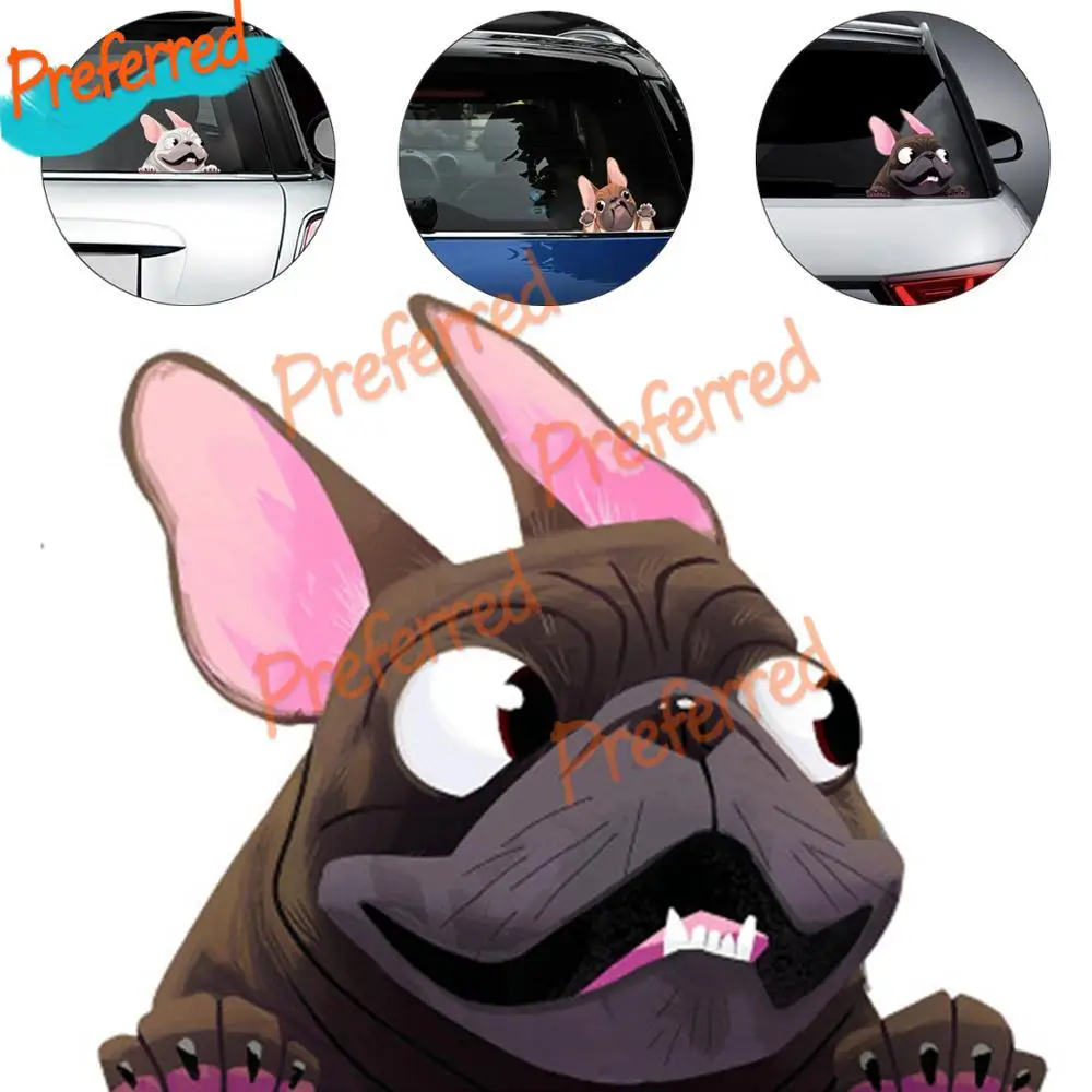 

3D French Bulldog and English Bulldog Funny Decal Motocross Racing Laptop Helmet Trunk Wall Vinyl Car Sticker Die Cutting