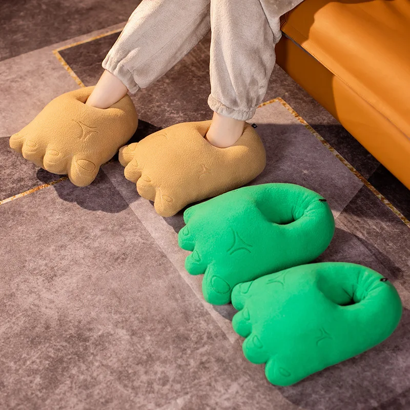 

Fat Foot Shoes Fuzzy Slippers For Home Green Indoor Slip Ons Winter Booties Shoes Man Slippers Male Funny Love Gifts Shoes 2022