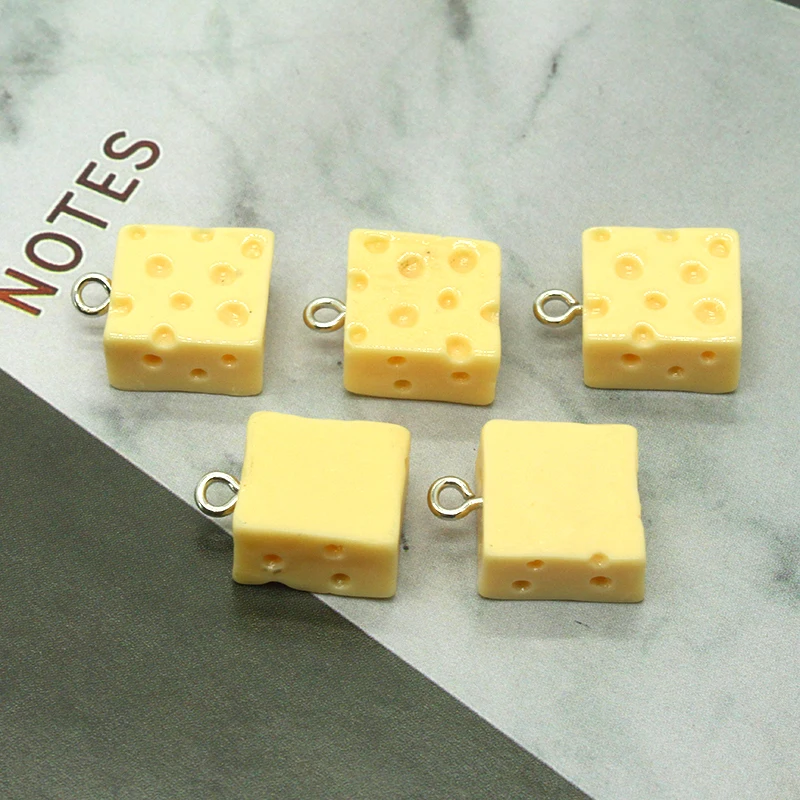 10 шт. 3D мини квадратный хлеб с сыром пищевая Смола шармы милые серьги ожерелье