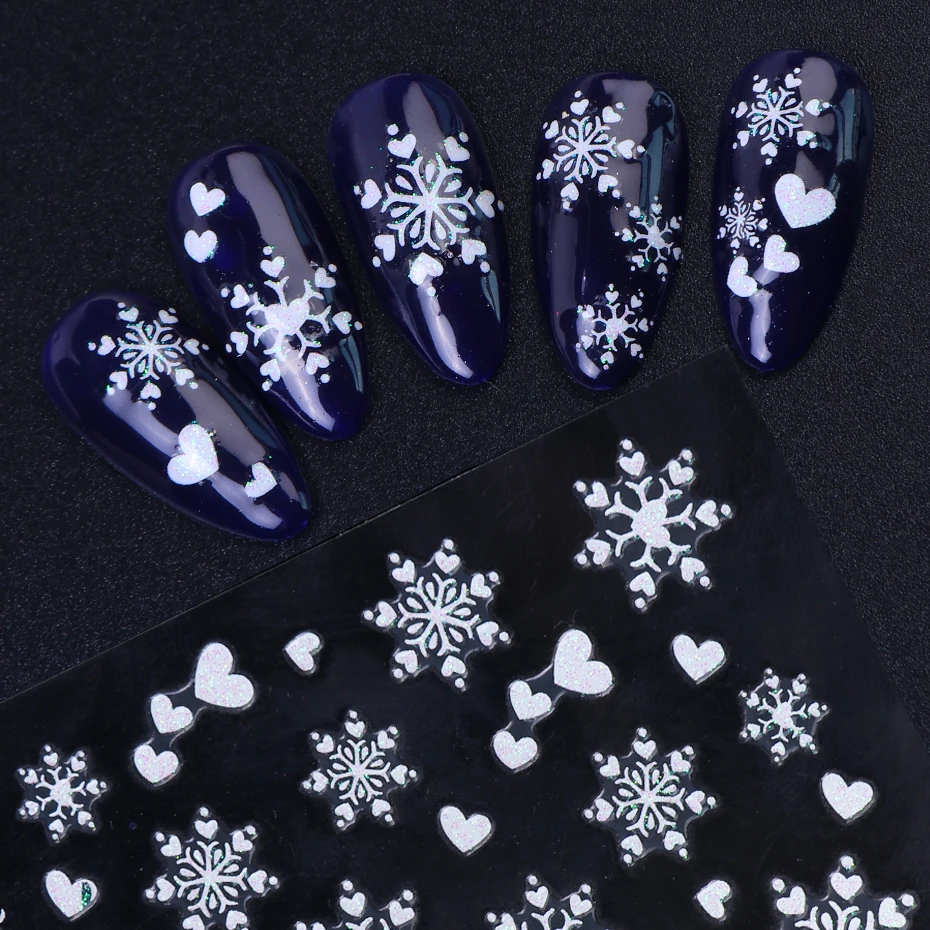 1 лист Рождество Снежинка стикеры 3D на ногти Nail Art прекрасный кот наклейки украшения рукоделие Маникюр Красота талисманы ногтей ползунки LAXF249-1