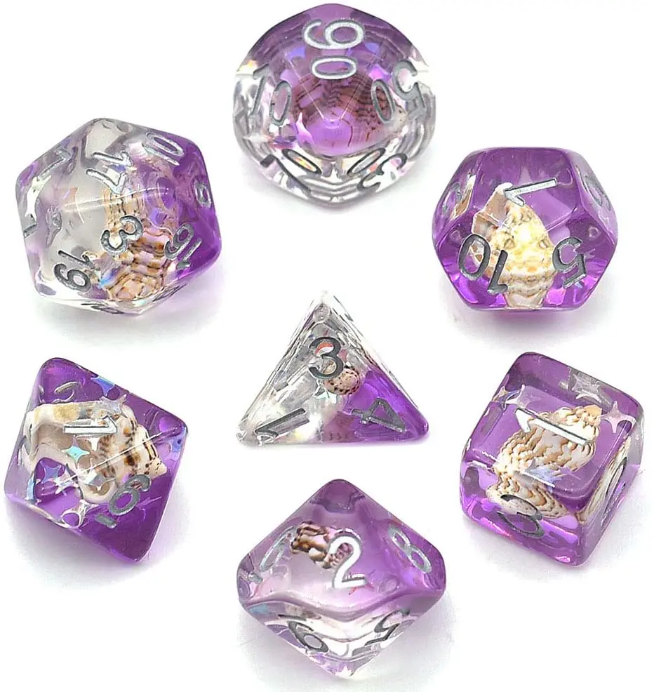 7 шт./компл. раковины игральные кости DND D &amp D4 D6 D8 D10 % D12 D20 многогранные игры в набор