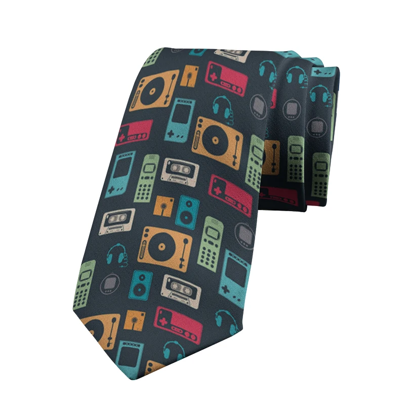 Новый модный мужской галстук 8 см с 3D принтом музыкальная лента узор Повседневный