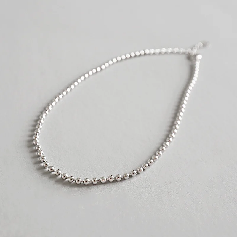 Браслет на ногу из серебра 100% пробы с бусинами 2 мм|Анклеты| |