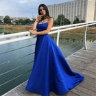 Женское вечернее платье AE0975, длинное синее платье для выпускного вечера, с открытой спиной и перекрестной шнуровкой, 2021