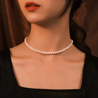 elegant white imitation pearl choker necklace big round pearl wedding necklace for women charm fashion jewelry