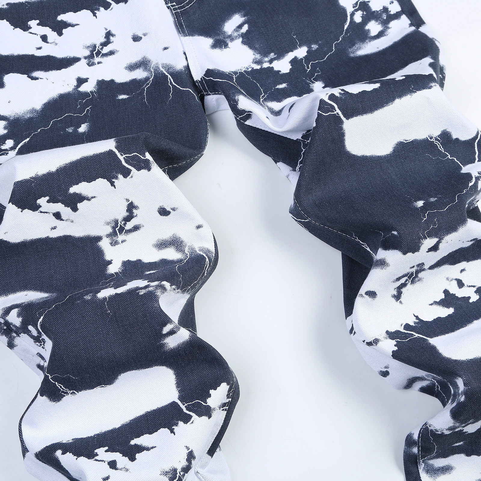 Для мужчин свободные скейт джинсовые штаны 2021 взрослых Цвет блок Lightning с принтом