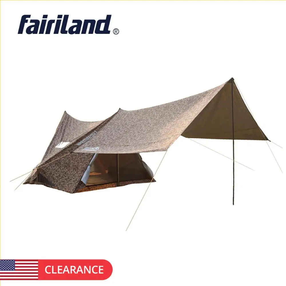 

Camping Tent for 5 person with Sun Shelter Camouflage Large rain fly tent tarp Waterproof sunshade camping gear beach tent