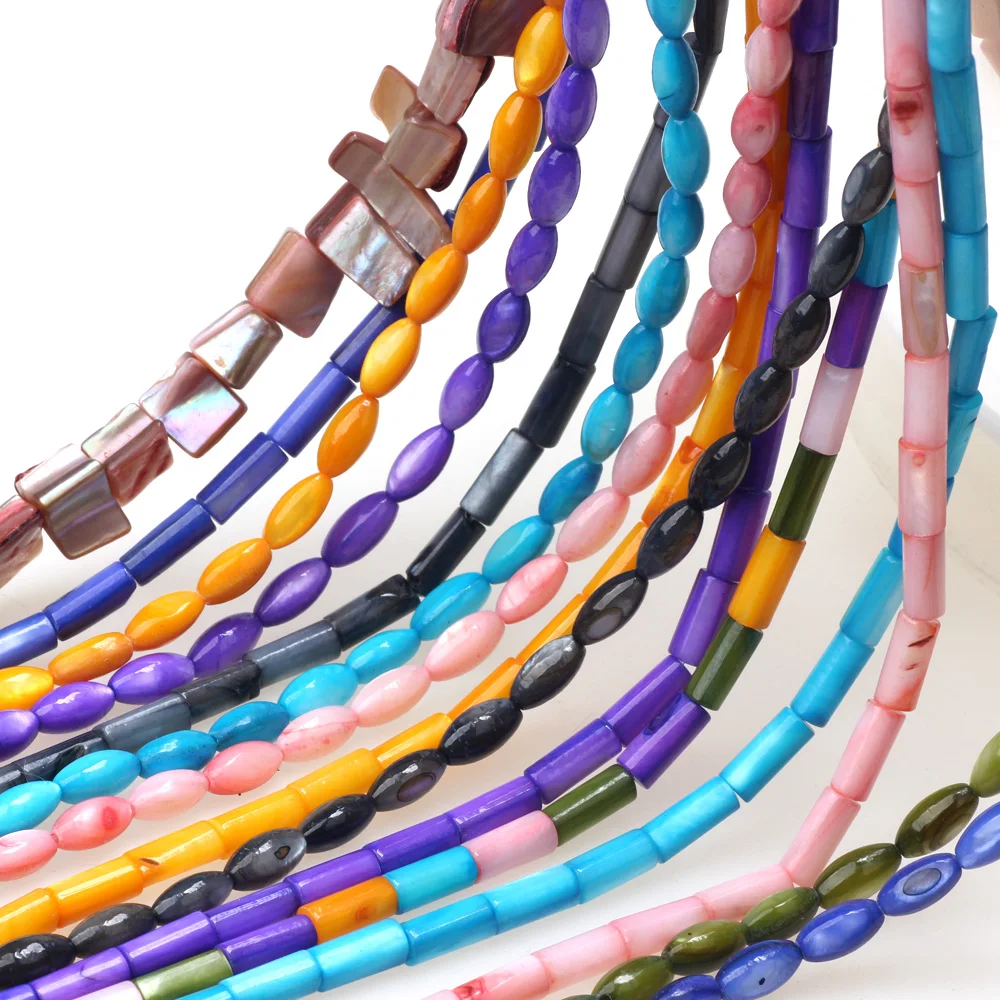 

10MM 34PCS/Lot Oval/Cylindrical Natural Heishi Beads Shell Dyed Pearl Jewelry Making DIY Necklace Bracelets Earrings