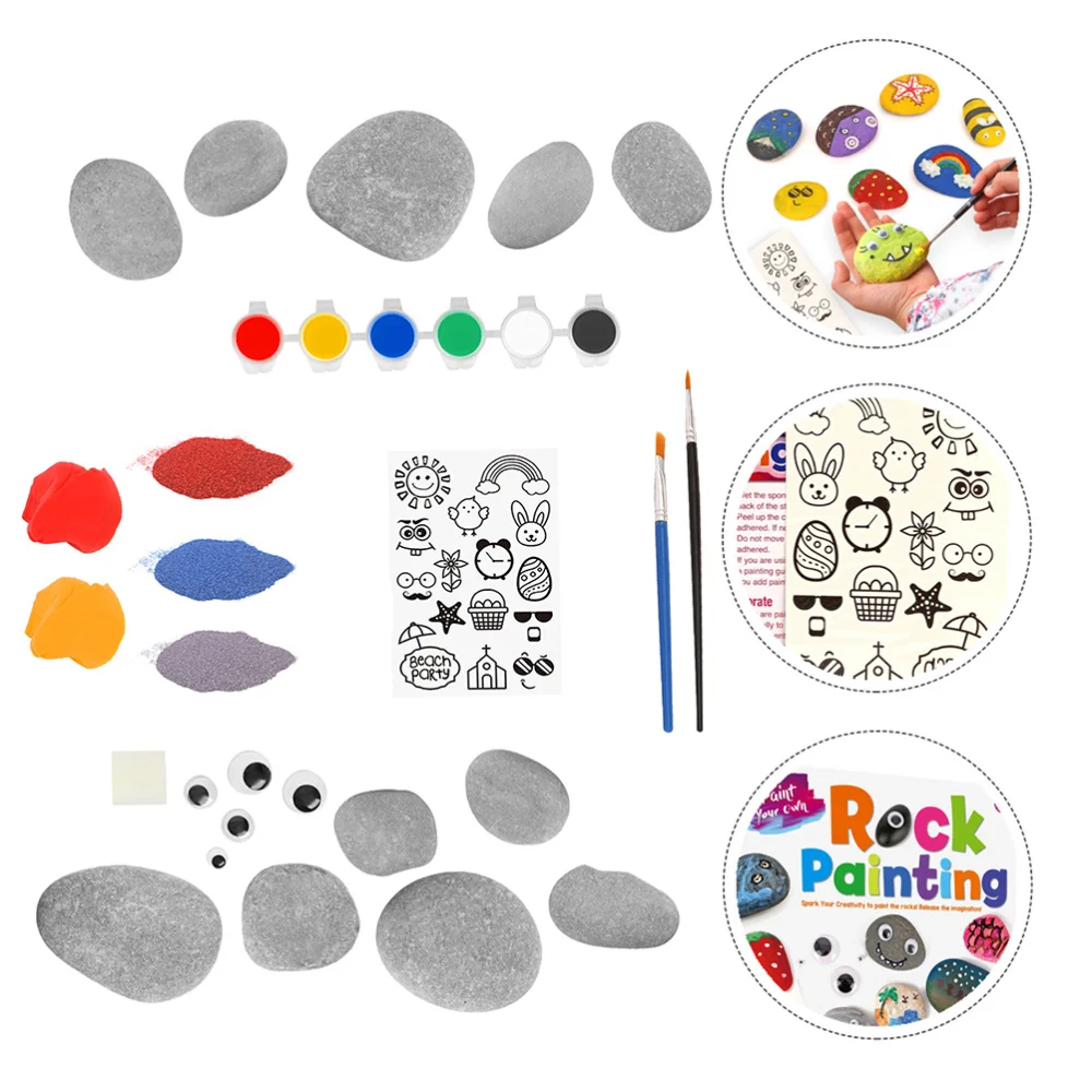 

1 Set Rocks Painting Kit DIY Arts and Crafts Set Children Stones Painting Tools