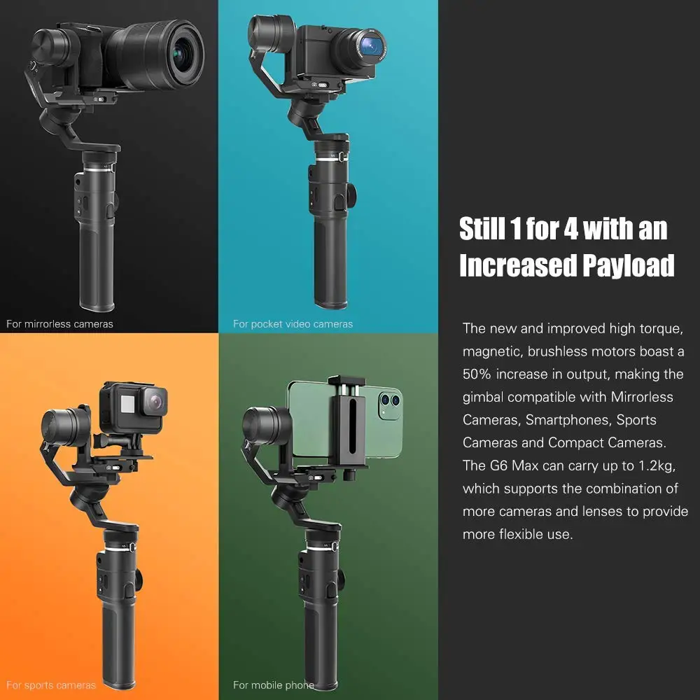 Feiyutech G6 MAX 3 осевой Ручной Стабилизатор Для беззеркальных камер/смартфонов/экшн