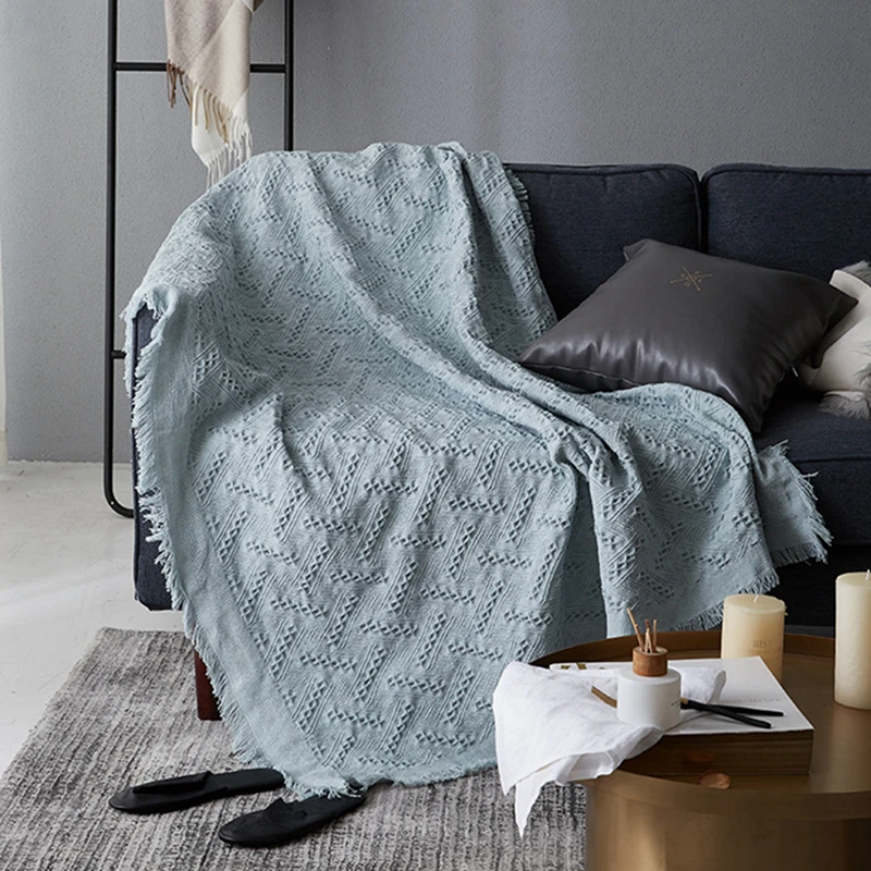 

Inya Solid Sofa Blanket Cover Cotton Travel Blanket Airplane Jacquard Knitted Blankets Throw Blanket Home Decoration Bed Plaid
