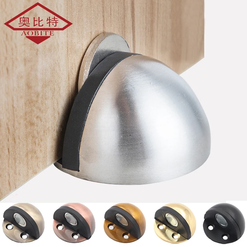 

AOBT Sliver Punch-free Sticker Hidden Stainless Steel Rubber Door Stopper Door Holders Catch Floor Mounted Nail-free Door Stops