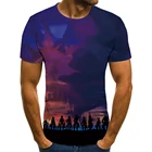 Мужская футболка с коротким рукавом, Повседневная футболка с 3D-принтом японской анимации атаки на титанов, 2021