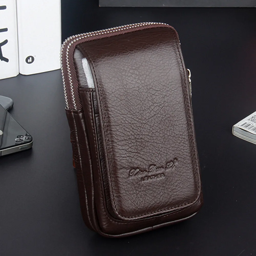 Высококачественная Мужская поясная сумка из натуральной кожи кошелек для монет