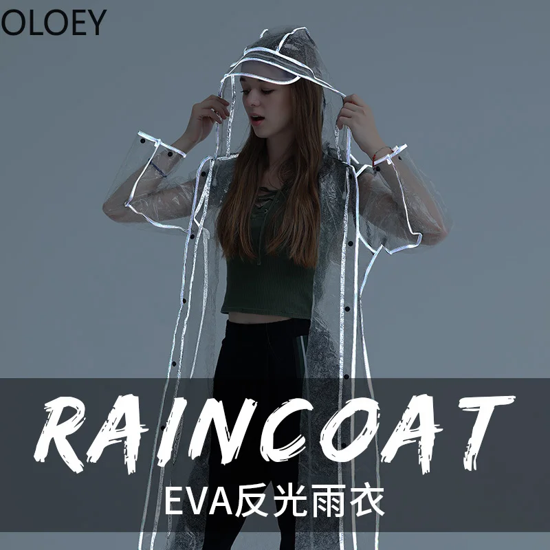 

Eva Hiking Raincoat Riding Light Rainwear Transparent Raincoat Waterproof Women Long Outdoor Clear Jacket Windbreaker Poncho Hot
