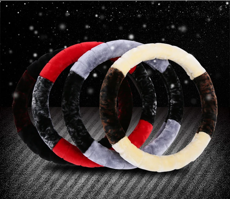 Премиум мягкий короткий меховой чехол на руль автомобиля теплый плюшевый