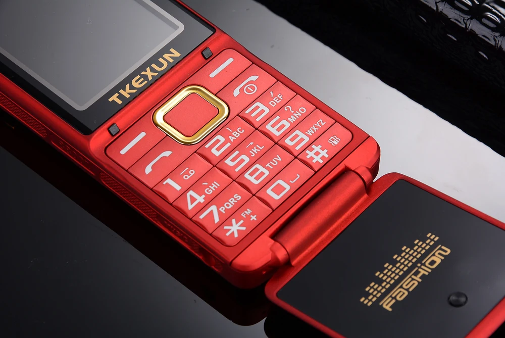 Original TKEXUN 8800 Flip Phone 2.4" Dual Sim Camera MP3 MP4 Dual Torch Real Vibration Magic Voice Luxury Cell Phone