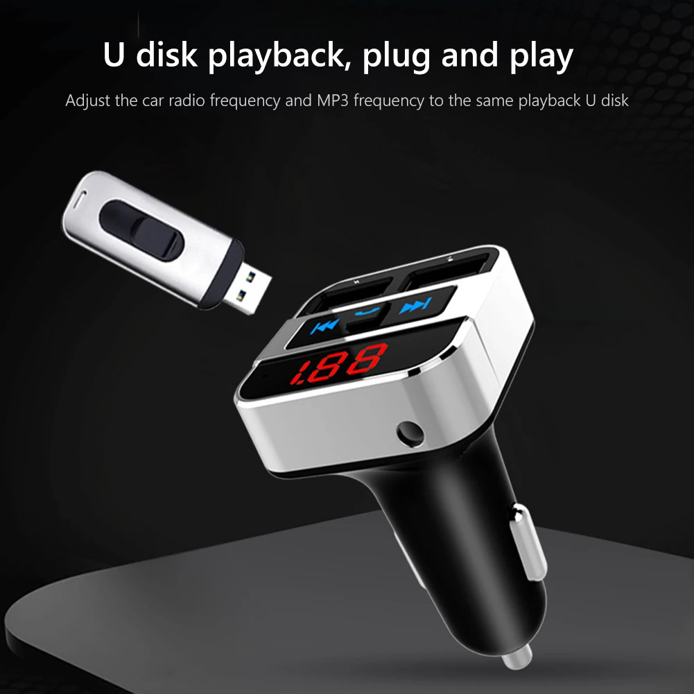 

Line In MP3 Player USB Fast Charger USB Charger Car Accessories Handsfree HK207 Car FM Transmitter Bluetooth Handsfree
