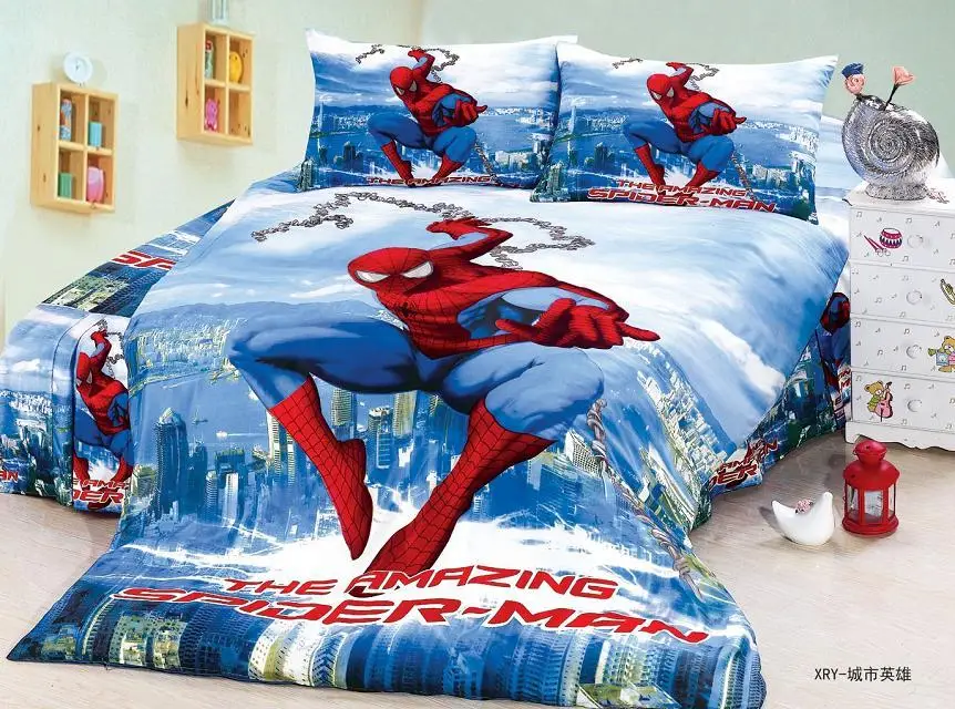 spiderman 3 Disney холодное сердце Эльза Анна Золушка Белоснежка Принцесса 3D постельных принадлежностей детский набор пододеяльников для девочек Декор для спальни Твин 1,2 м - Цвет: spiderman 3