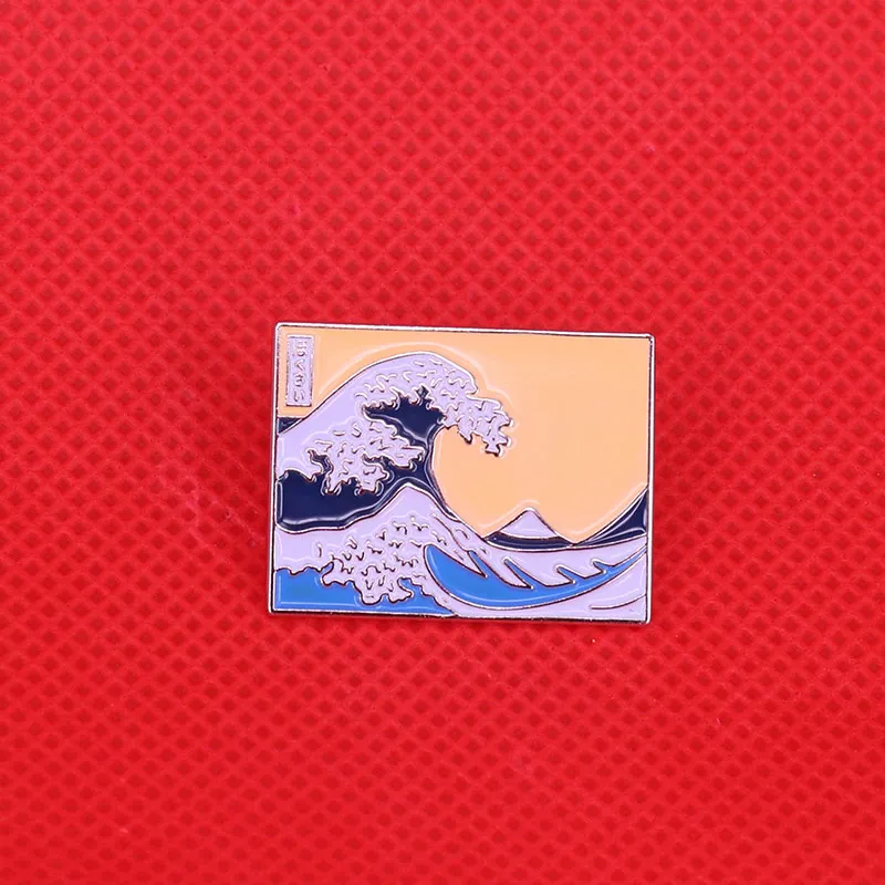 Эмалированная булавка Great Wave японская брошь ukiyo-e artist Hokusai | Украшения и аксессуары
