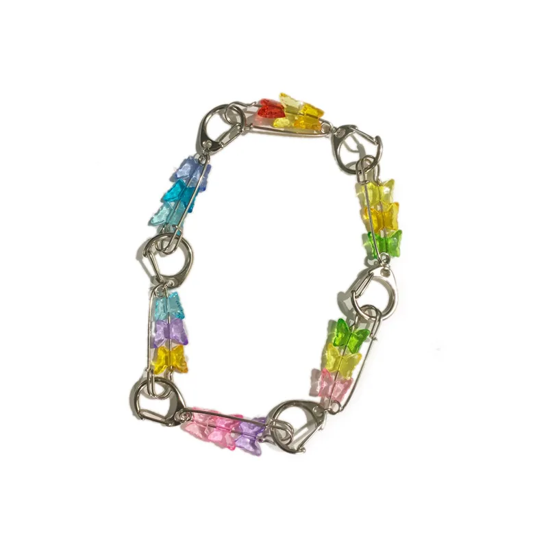 

2020 Unique Design Hot Sale Candy Color Acrylic Butterfly Choker Necklace Hip Hop Short Necklace Jewelry