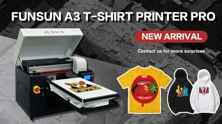 Funsun A3 DTG Printer Garment Cloth T-shirt Printing Machine with DX9 Print Head