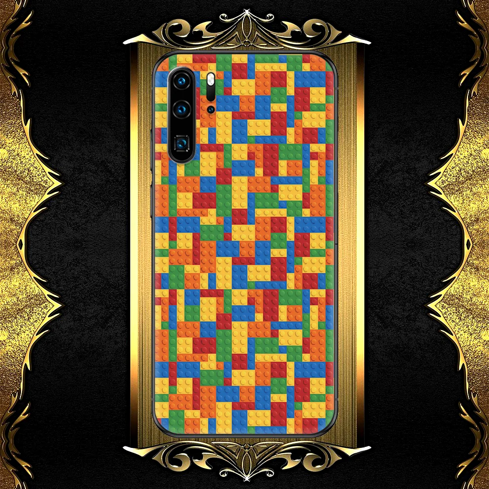 

LEGOS Toy Phone Case For Huawei P Mate 10 20 30 40 Pro Lite Smart 2019 2021 black Etui Fashion Cell Tpu Prime Soft Hoesjes
