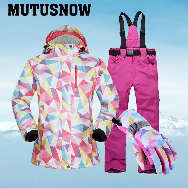 Лыжный костюм женский брендовый теплый лыжная куртка и брюки теплые