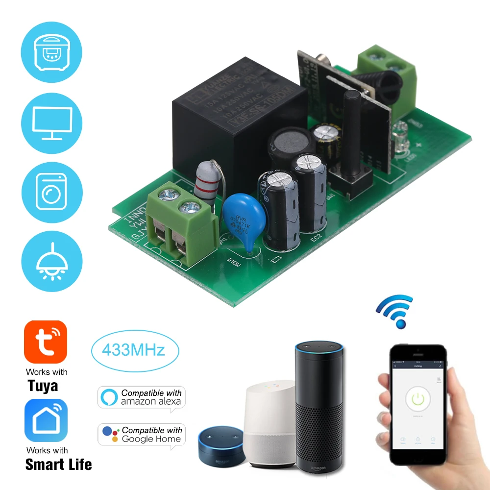 Tuya WiFi Smartswitch беспроводной пульт дистанционного управления таймер Голосовое