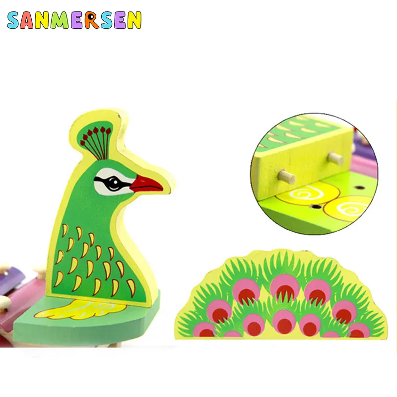 Детские музыкальные игрушки 2 в 1 деревянные детские 3D Животные ручное пианино