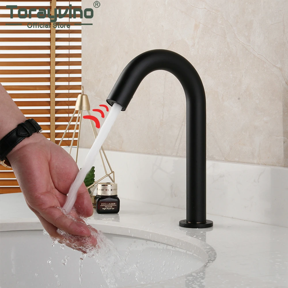 

Torayvino датчик для раковины ванной комнаты автоматический сенсорный кран настенный Твердый латунный кран смесители для горячей и холодной воды