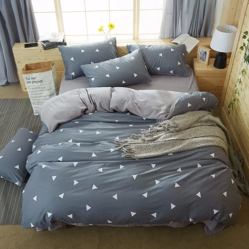 100% мыть хлопок Пододеяльник 3/4 шт набор постельного белья синий полосой взрослый