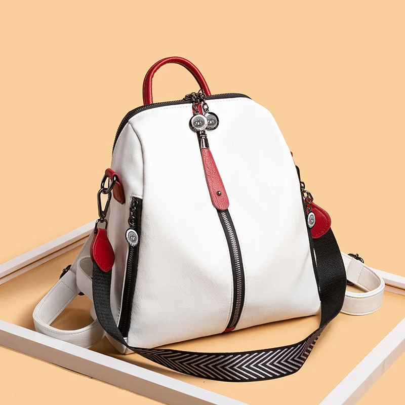 

New Women Backpacks Soft Leather Backpack Fashion Anti-theft Shoulder School Bag For Girls Quality Sheepskin Female Travel Bag