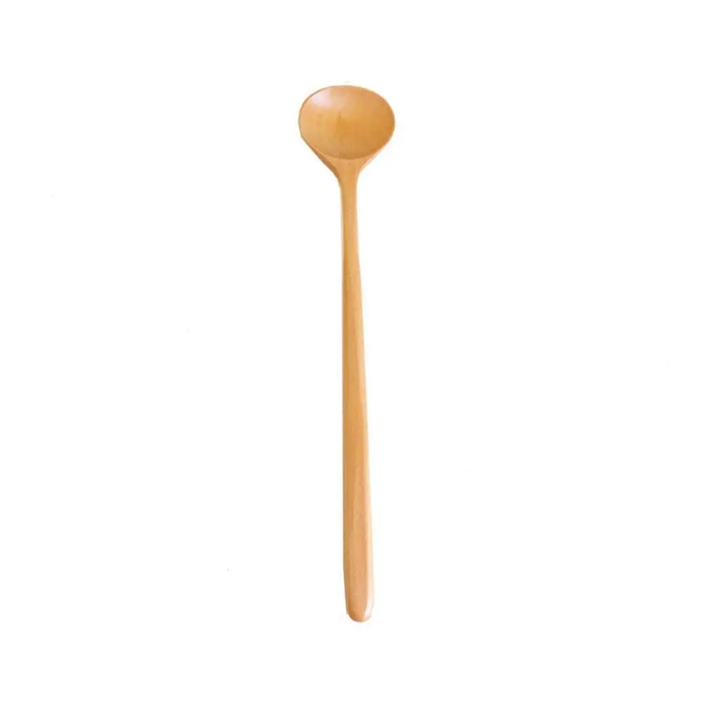

1pc Long Handle Spoons Wooden Japanese Style Natural Kitchen Cooking Wood Mixing Stirr Spoons Round For Soup Long Handle Ga U4Q6