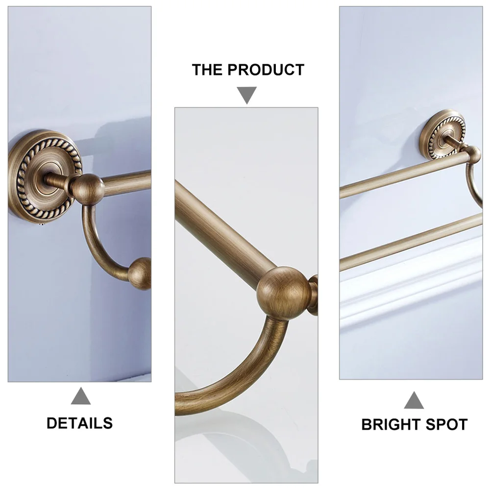 

1Pc Brass Bathroom Towel Rack Double-layer Towel Rack (Light Brown, Bronzed)