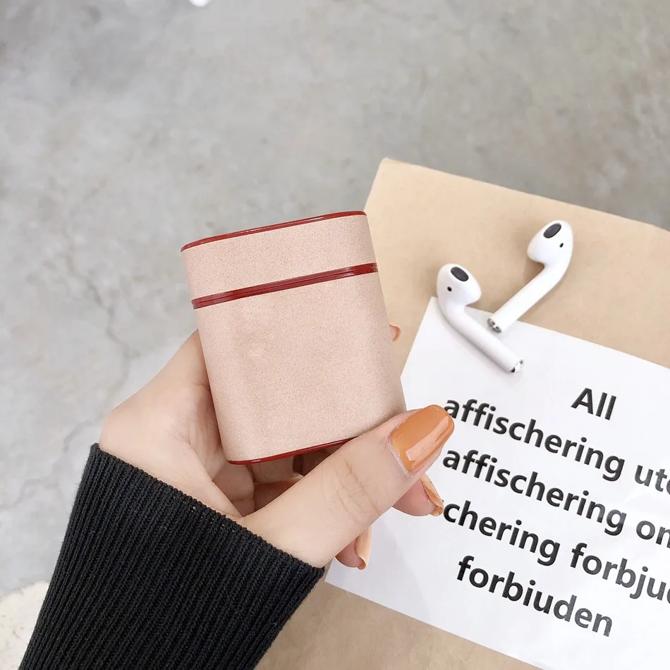 Axbety для AirPods 2 Чехол кожаный чехол для наушников Чехол коробка для Apple Airpods 1 2 Чехол Мягкая микрофибра жесткий чехол - Цвет: Pink NO strap