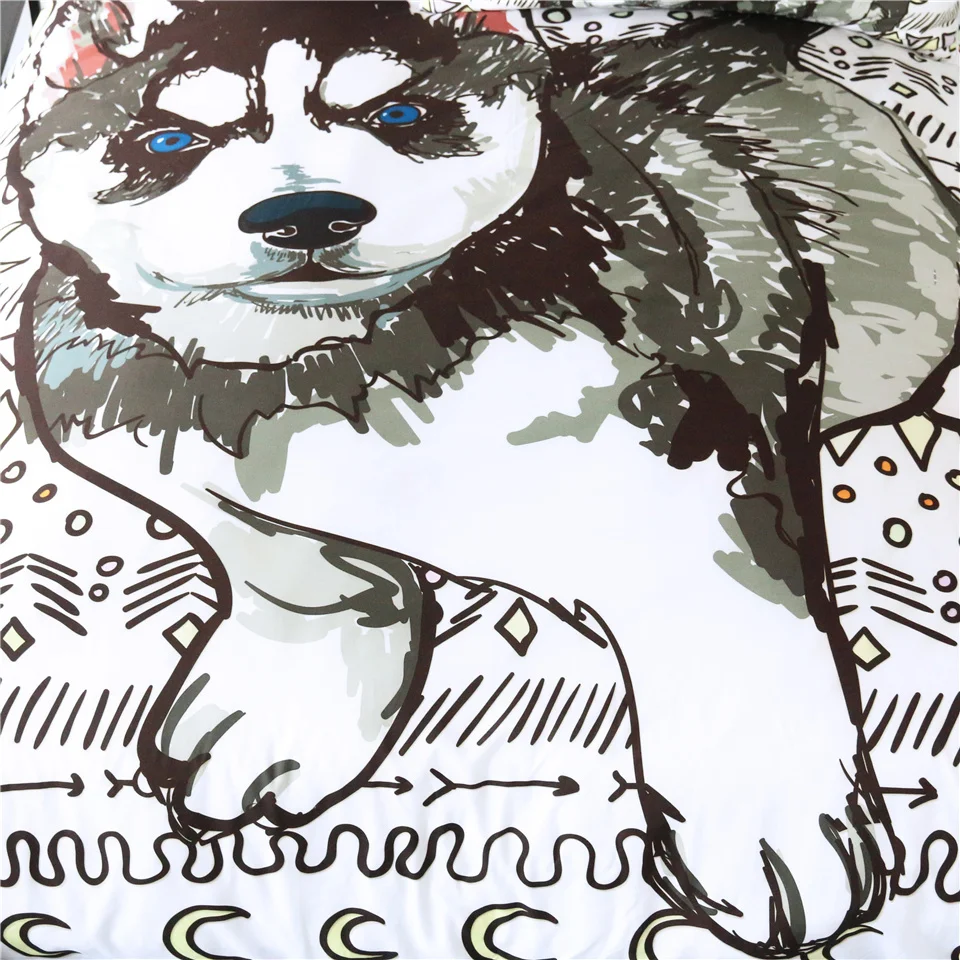 Постельные принадлежности Outlet Husky, Комплект постельного белья для детей, одиночный геометрический, ацтекский пододеяльник, граффити, собака, щенок, комплект постельного белья с мультяшным животным